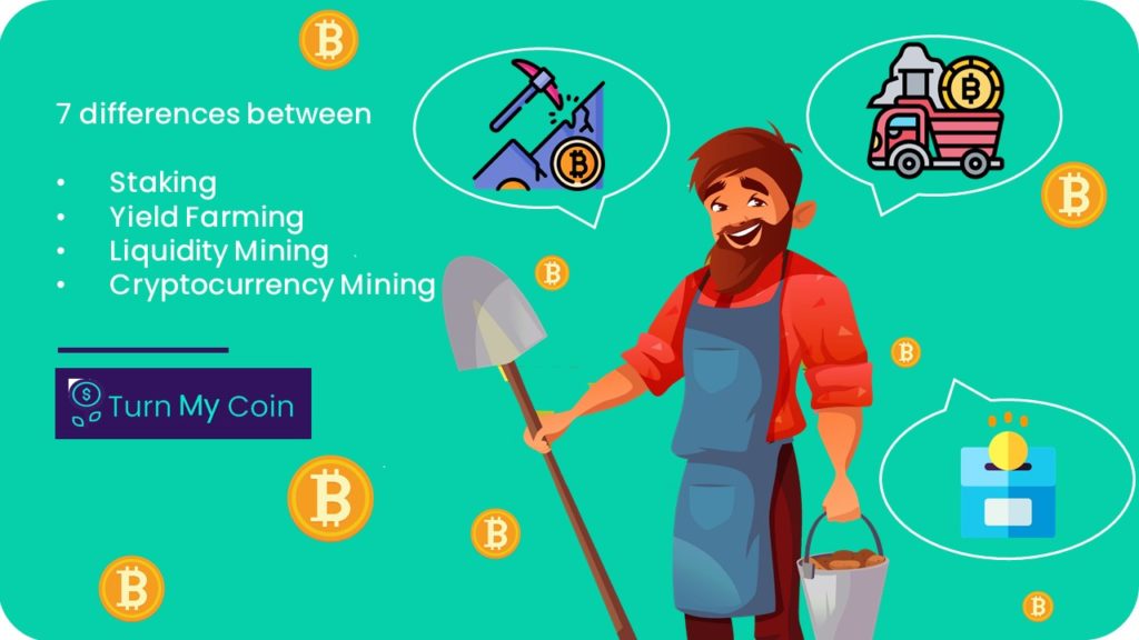 7 differences between Staking Vs Yield Farming Vs Liquidity Mining Vs Cryptocurrency Mining
