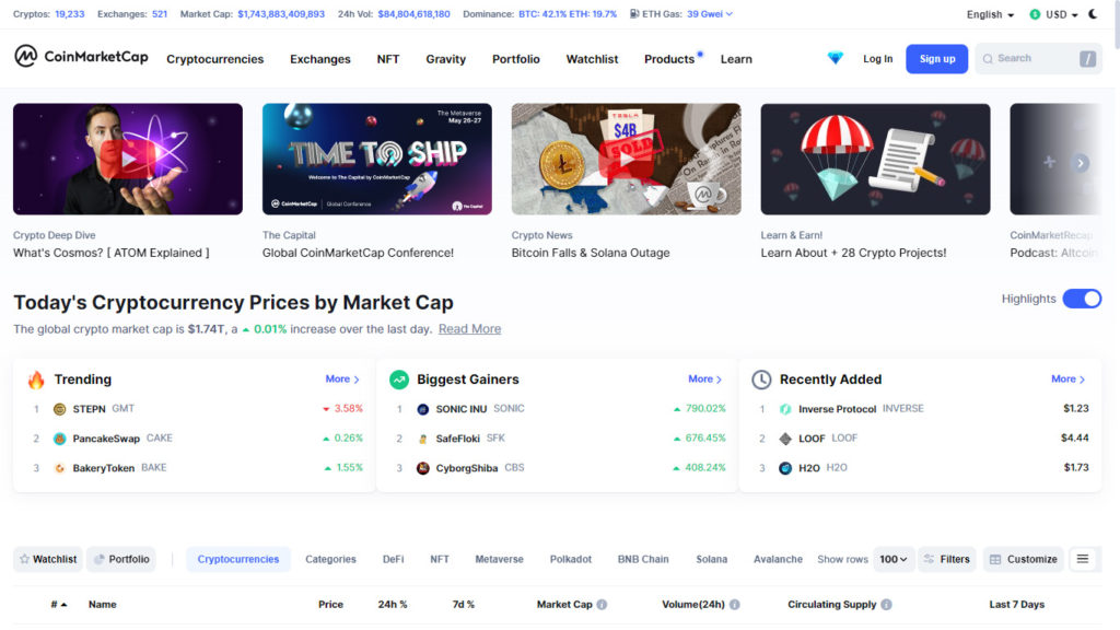 Best Airdrop Websites #1 - Coinmarketcap