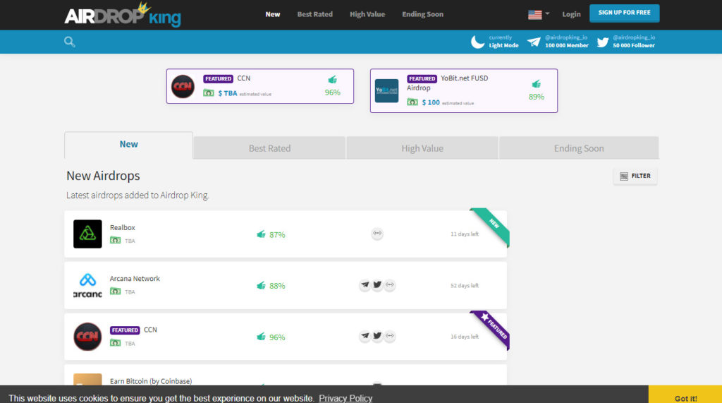Best Airdrop Websites #4 - Airdropking.io