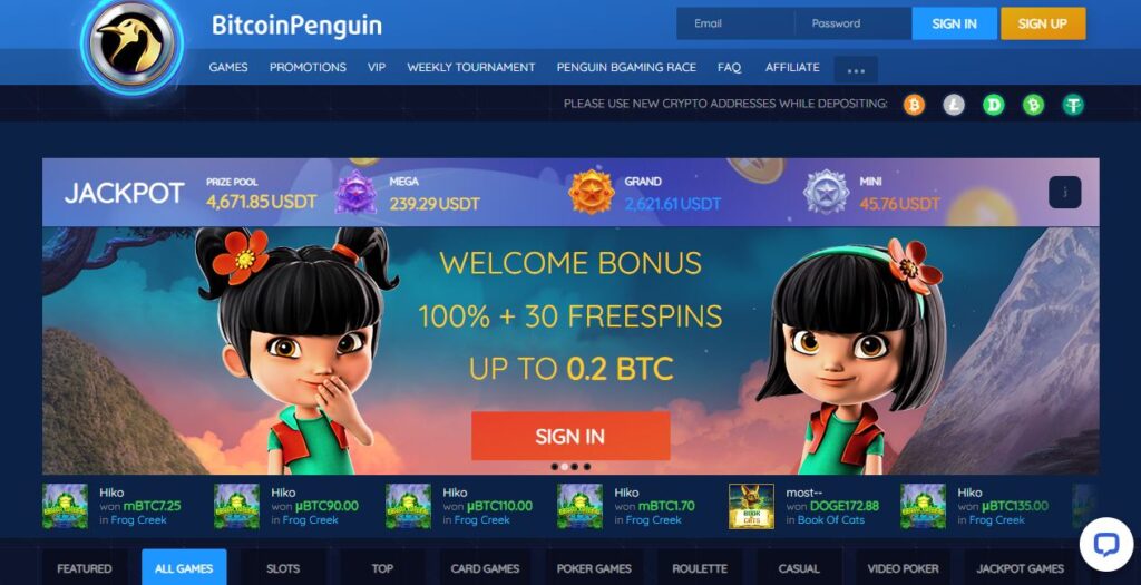Best Bitcoin Casinos #10 - Bitcoin Penguin Casino
