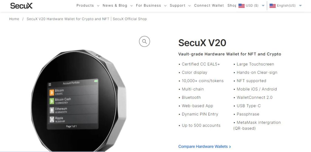 Best Hardware Devices for 2 Factor Authentication #4 - SecuX V20