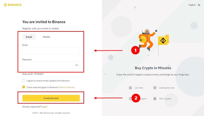 Binance Review- How to register at Binance Step#1
