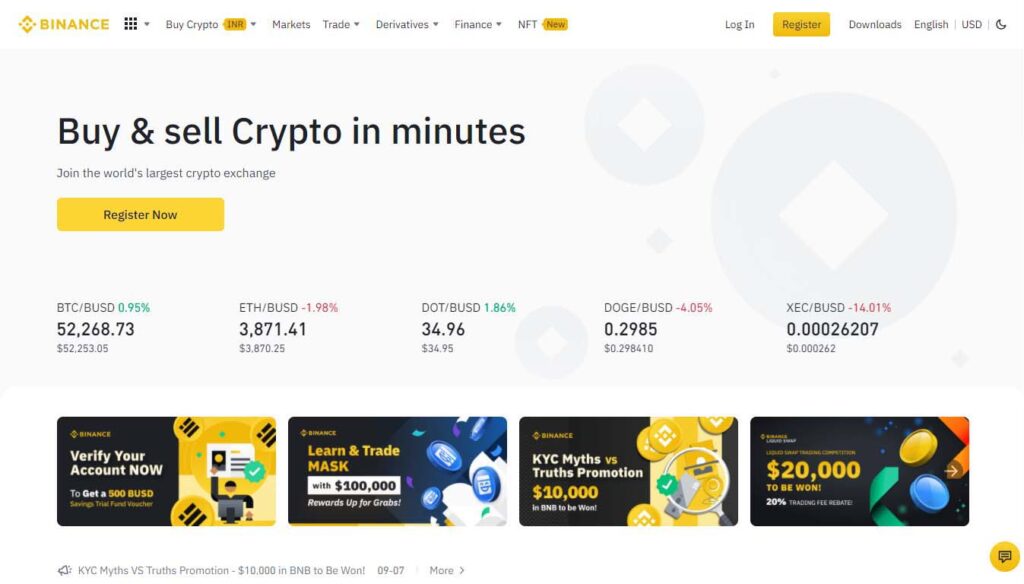 Buy Bitcoin in India with Binance