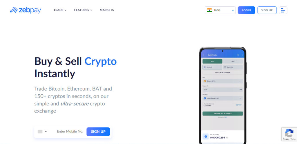 Buy Bitcoin in India with Zebpay