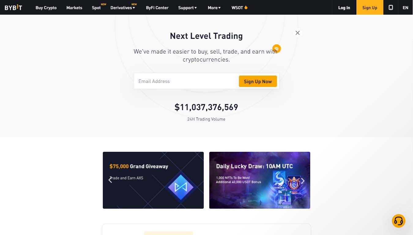 Bybit Crypto Exchange Homepage