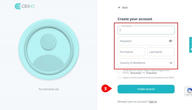 CEX.IO review-Registration Step 3