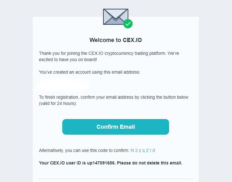 CEX.IO review-Step 4-Email confirmation