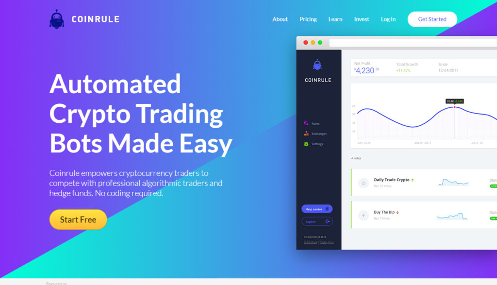 Coinrule Trading Bot Homepage