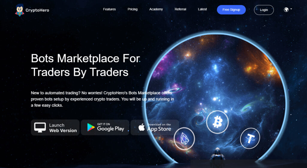 Cryptohero Trading Bot Homepage