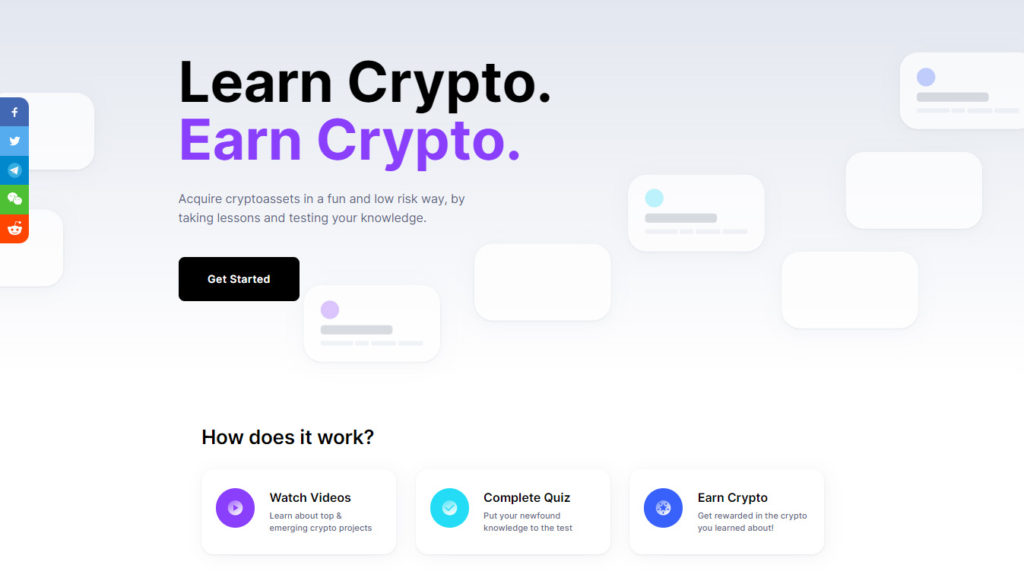 How to Earn Cryptocurrencies without Investment - Coinmarket Cap Earn HomeScreen