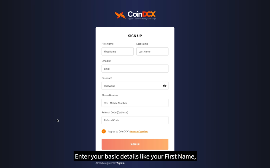 How to Sign up and Log in on CoinDCX