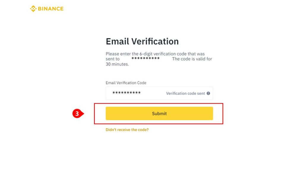 How to create an account at Binance - Step 3