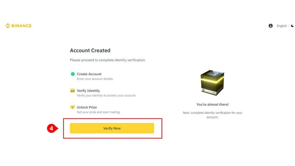 How to create an account at Binance - Step 4