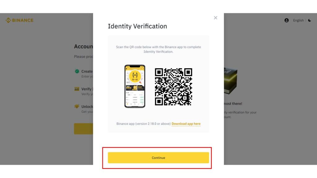 How to create an account at Binance - Step 7