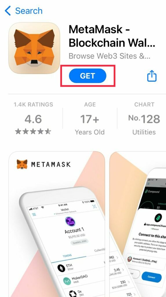 Install Metamask on iPhone - Step 1