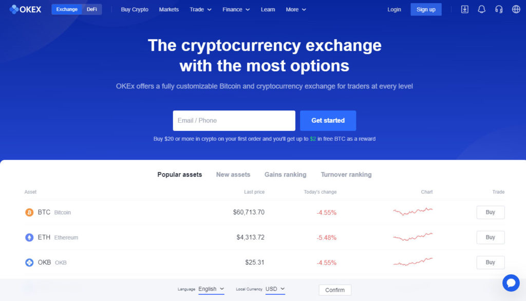 Best Centralized Cryptocurrency Exchange #4: OKEx