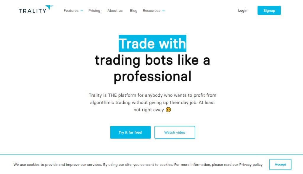 Trality Trading Bot Homepage