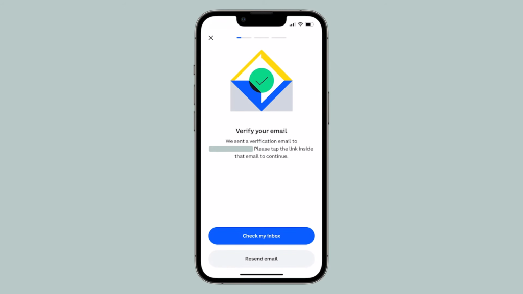Verify your email by clicking the link sent by Coinbase